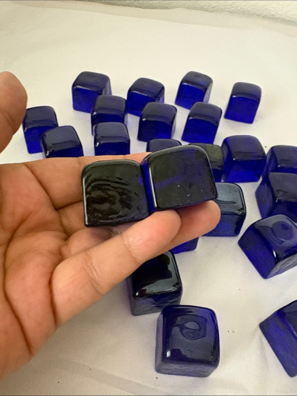 29- 1” blue cobalt glass cubes - Picture 2 of 3